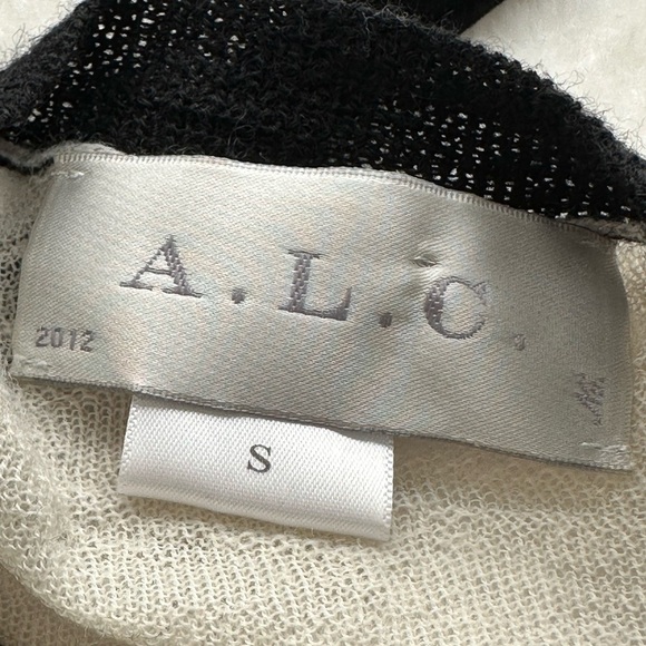 A.L.C. Lightweight Wool Sweater Black Cream Color Block Layer Neutral Size Small - Picture 11 of 15
